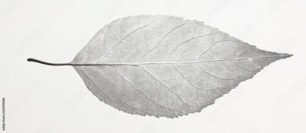 Poster detailed macro shot of a black and white leaf showcasing intricate textures and patterns on a minima