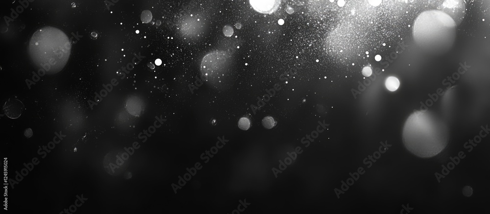 Poster black and white bokeh texture with soft light orbs for elegant backgrounds and designs in artistic p
