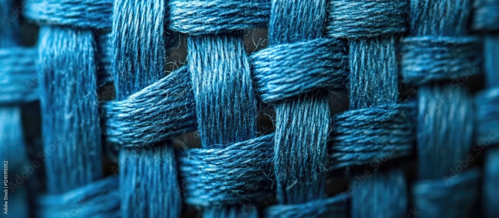 Poster textured blue cotton fabric weave close-up vivid colors and intricate patterns perfect for backgroun