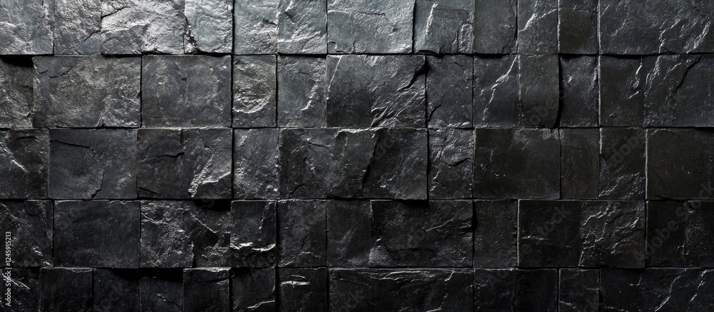 Poster black textured brick wall background with an emphasis on dark tones and intricate surface details id