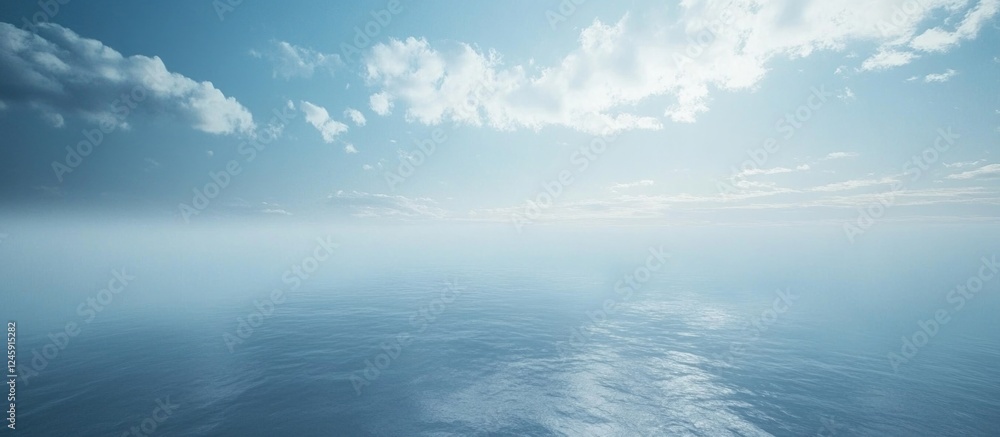 Poster tranquil ocean scene with calm blue water and soft clouds creating a serene abstract seascape backgr