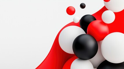 Abstract Red White Black 3D Spheres Background
