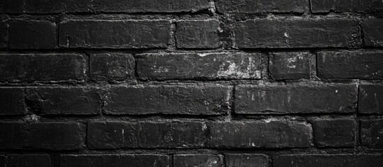 Fototapeta premium Black brick wall texture for vintage wallpaper background showcasing weathered and rustic surface details. Perfect for design projects.