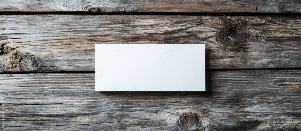 Aufkleber Blank business card mockup on rustic gray wooden surface ideal for branding or design presentations with ample copy space.