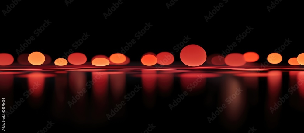Poster red bokeh lights creating a blurred effect against a dark background for artistic and festive design