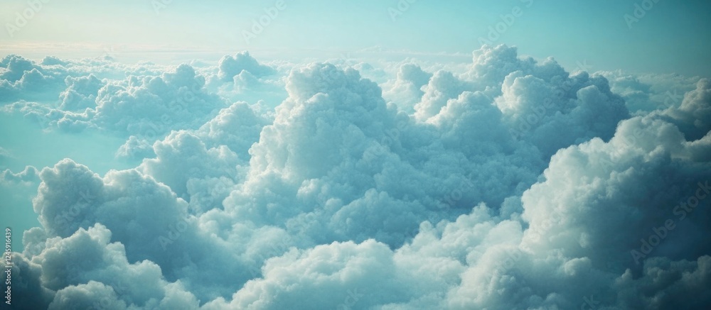 Aufkleber serene blue sky with fluffy clouds in soft focus creating a tranquil and dreamy atmosphere for backg