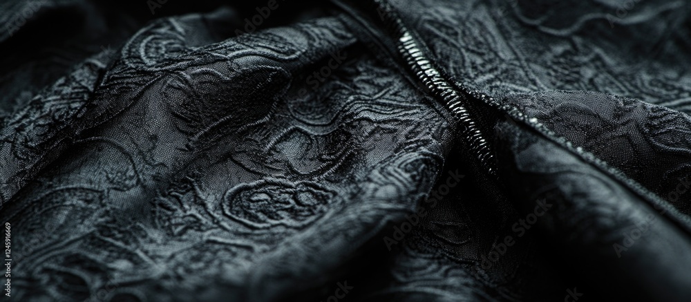 Aufkleber detailed macro shot of intricate black fabric texture featuring a zipper ideal for backgrounds and d