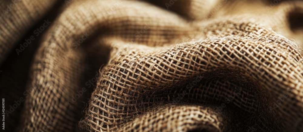 Poster burlap fabric texture showcasing its natural weave perfect for backgrounds or design elements in var