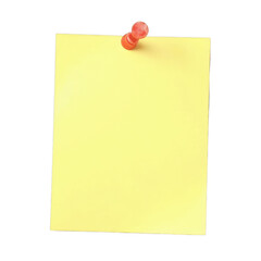 Blank note paper with a red pin, simple and clean design, perfect for reminders or important messages, ample space for writing. Isolated on white background or PNG