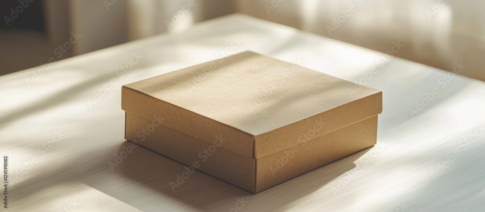 Poster kraft box mockup on light background with copyspace for custom text and branding opportunities