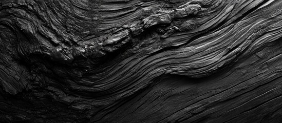 Textured black wood surface showcasing natural grain patterns and depth for elegant backgrounds and design projects.