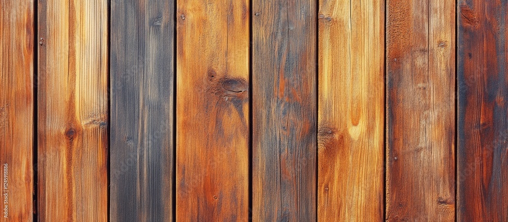 Poster Richly textured brown wood planks creating a warm abstract background ideal for templates and design projects.