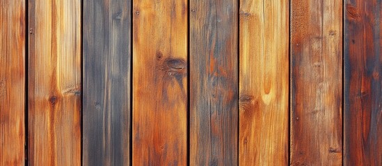 Fototapeta premium Richly textured brown wood planks creating a warm abstract background ideal for templates and design projects.