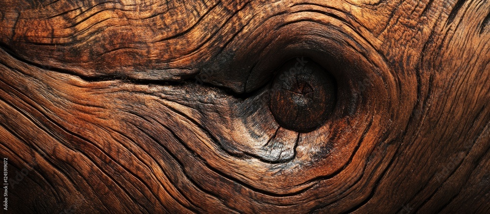 Poster detailed close-up of weathered brown wooden texture showcasing intricate grain patterns and natural 