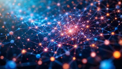 Illuminated Network Of Interconnected Nodes And Viruses