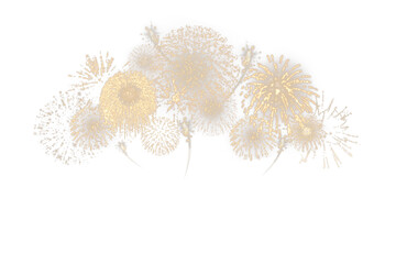 Magic fireworks in the night sky, Christmas background for holiday design, poster, postcard on a transparent background, png. Holiday lights.