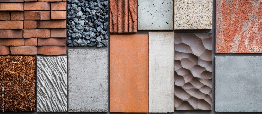 Poster diverse architectural textures and materials showcasing various surfaces for design and construction