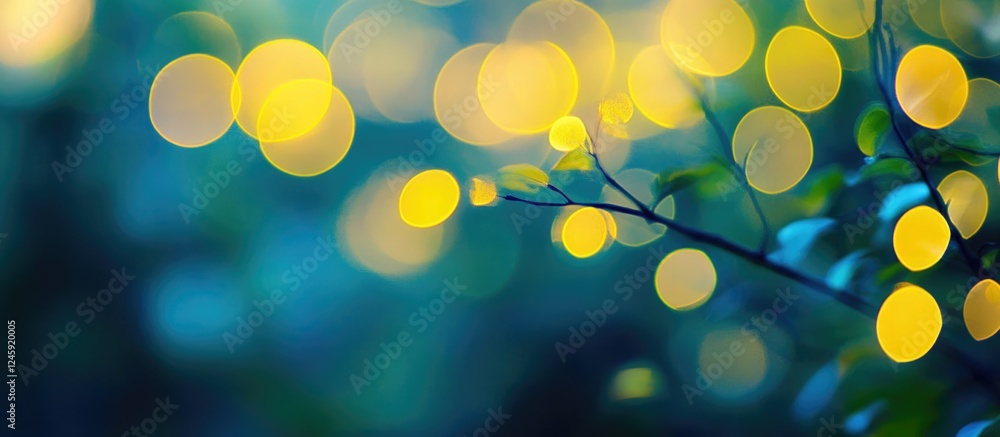 Aufkleber soft bokeh effect with warm yellow circles over a blue background ideal for backgrounds and creative