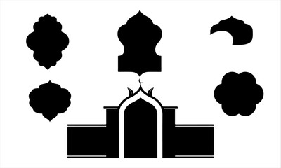 Islamic vector shape of a window or door arch. islamic shape illustration design blank islamic shape template frames. Elegant Islamic frame shape. Vector design Set.