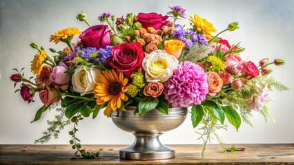 A breathtaking floral arrangement, vividly captured in high resolution against a pristine white backdrop.