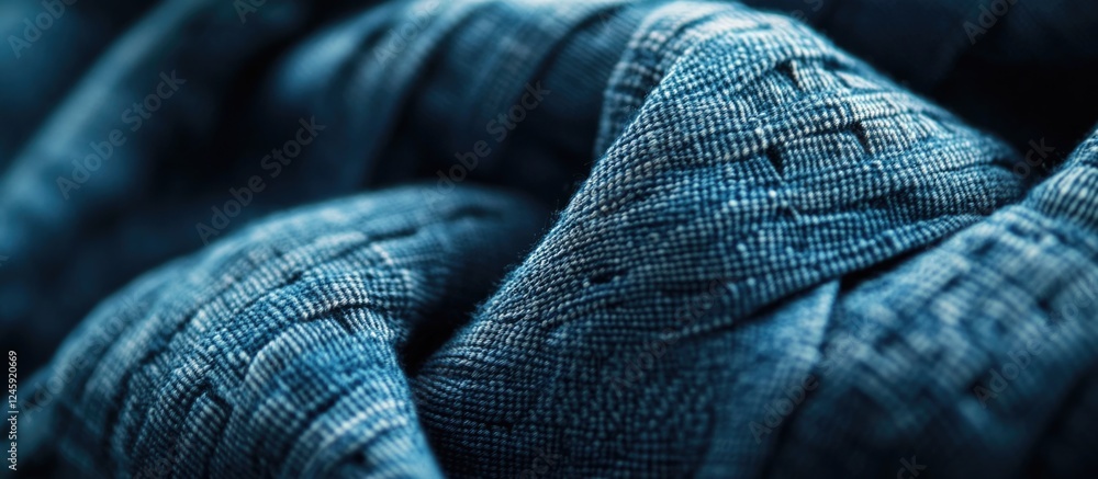 Poster blue denim fabric texture with intricate woven patterns showcasing depth and richness ideal for back