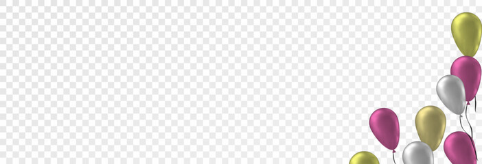 Set of realistic inflatable balloons of different colors. Vector illustration for design, birthday, party, decor, banner, png.	
