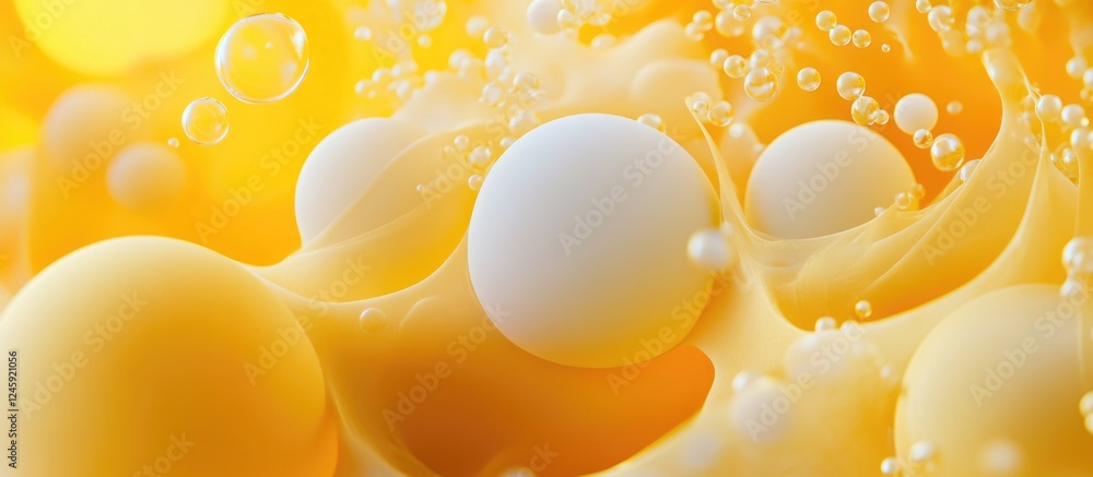 Poster yellow gold abstract background with soft bubbles and smooth textures creating a vibrant and energet