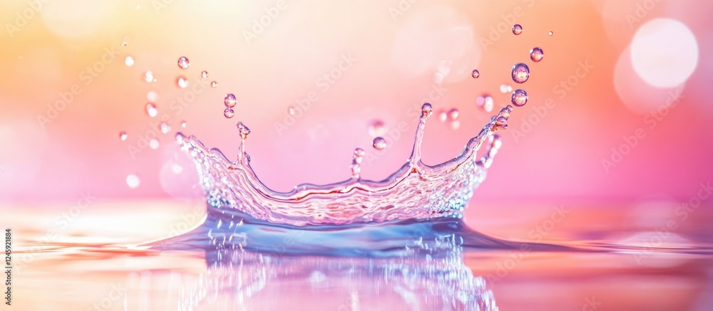 Poster Water splash with bubbles creating a vibrant background texture for creative and design applications
