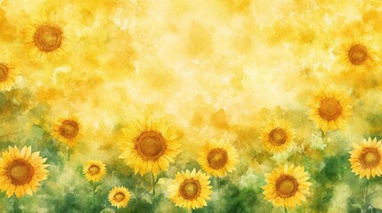 A vibrant field of sunflowers basking under a warm golden sunlight.