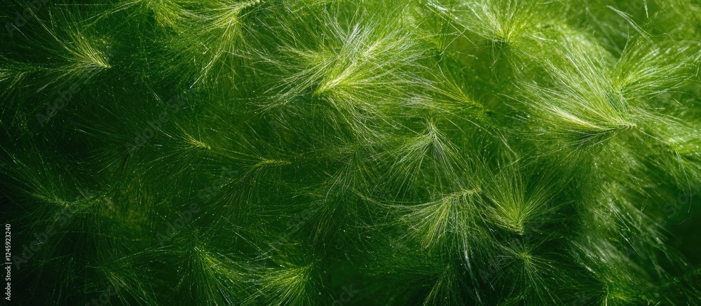 Poster close up of vibrant green pine needles creating a textured background for nature and botanical theme