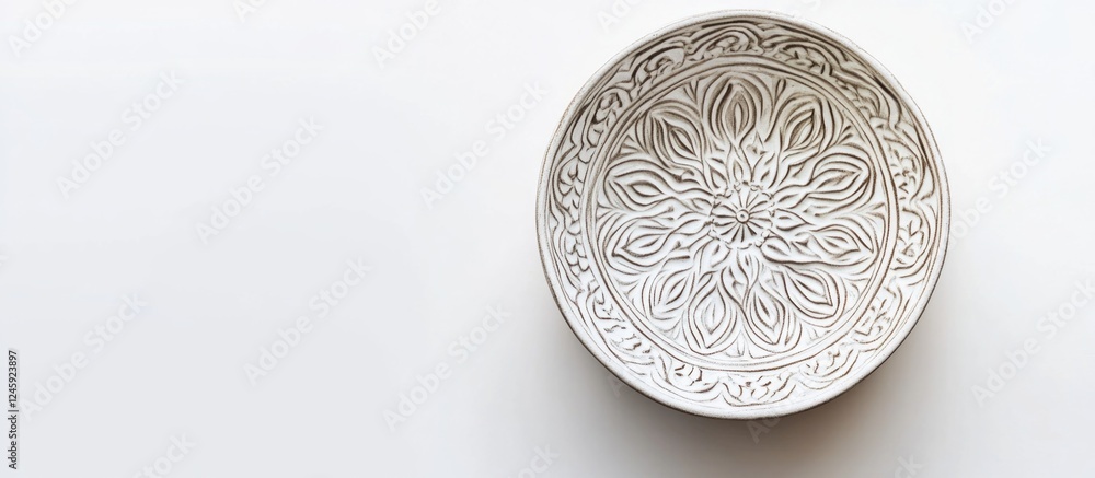 Aufkleber decorative butter dish with intricate pattern on white background showcasing elegance in kitchenware