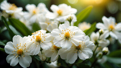 Fototapeta premium Beautiful White Flowers in Bloom with Sunlight