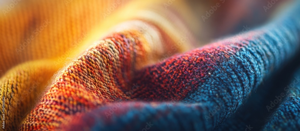 Poster vibrant fabric texture showcasing intricate weave patterns with warm tones for diverse design applic