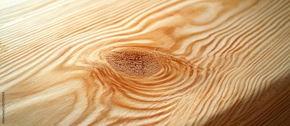 Poster Spruce wood close-up showcasing branch point with natural grain patterns and textures ideal for woodworking or design concepts