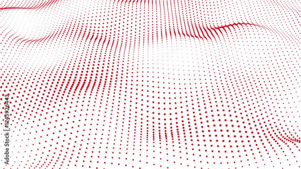 Poster abstract white background wave red dot particles form. technology: futuristic digital flow seamless 
