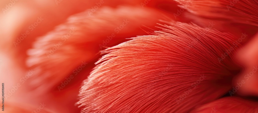 Poster detailed close-up of soft red fibers showcasing intricate textures and vibrant color, ideal for desi