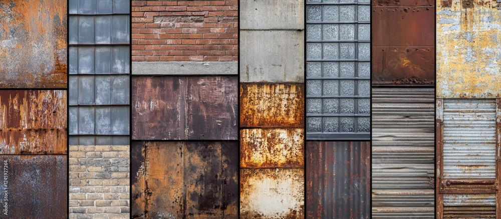 Aufkleber diverse collection of building textures showcasing various materials and weathered finishes in an ur