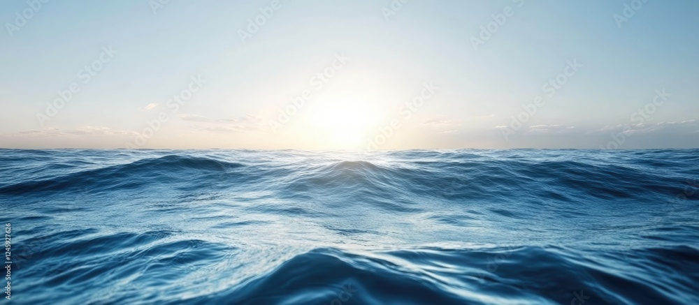 Poster serene ocean waves under a clear blue sky ideal for showcasing text or advertisements in a tranquil 