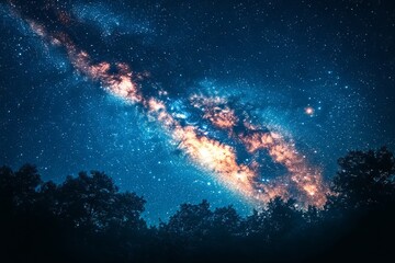 A starry sky with a long, thin cloud of gas