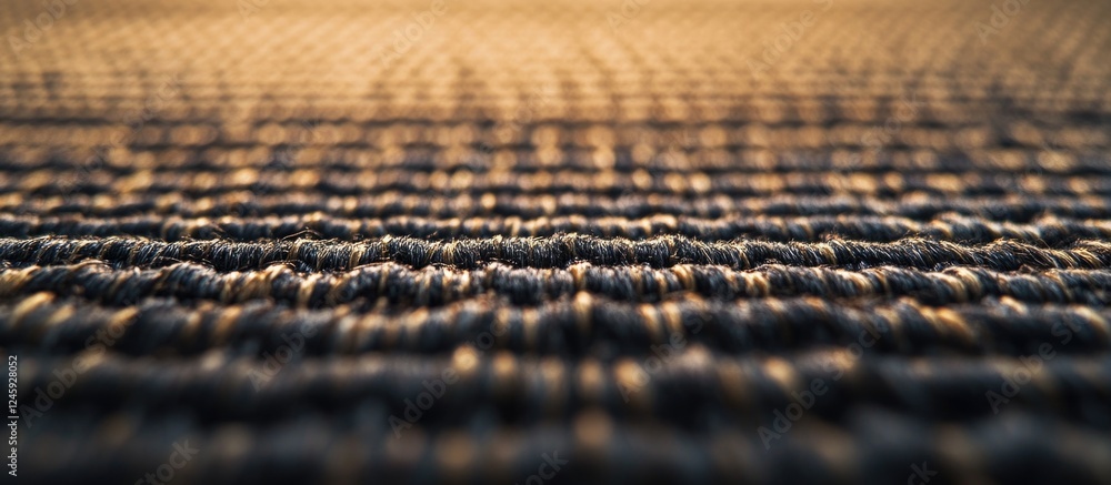 Poster Textured close-up of woven mat surface highlighting intricate patterns and natural color variations suitable for design and background use.