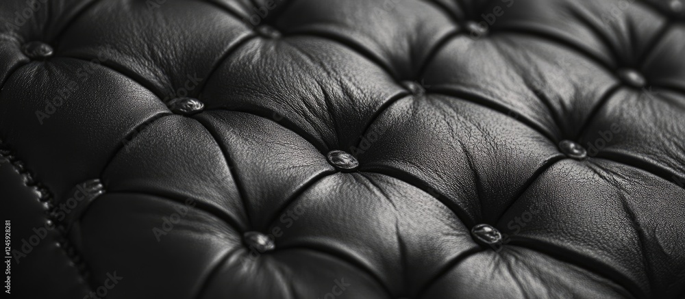 Poster close up of textured black leather showcasing intricate details and patterns suitable for design or 