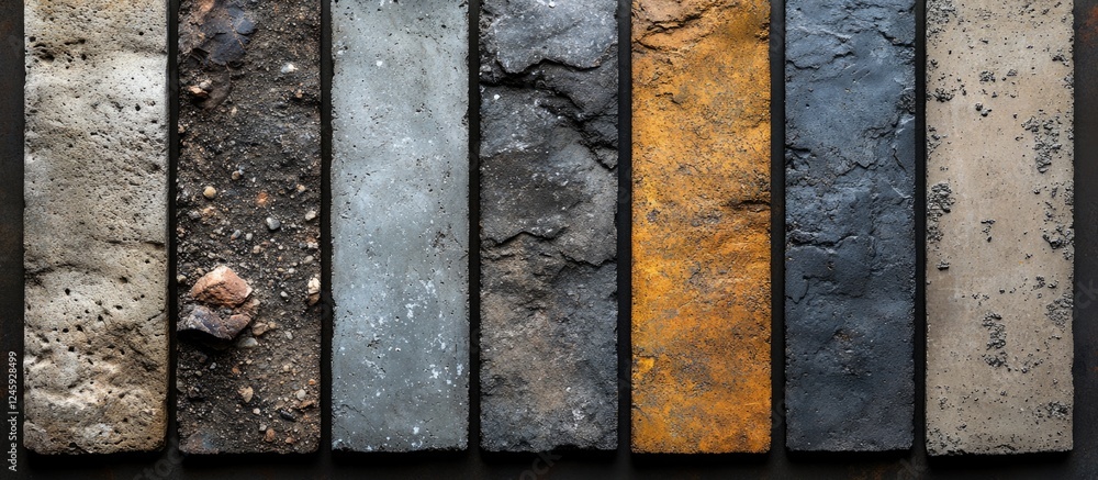 Poster diverse collection of cement textures in various colors and finishes for architectural and design ap