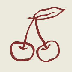 red cherry fruit sketch art