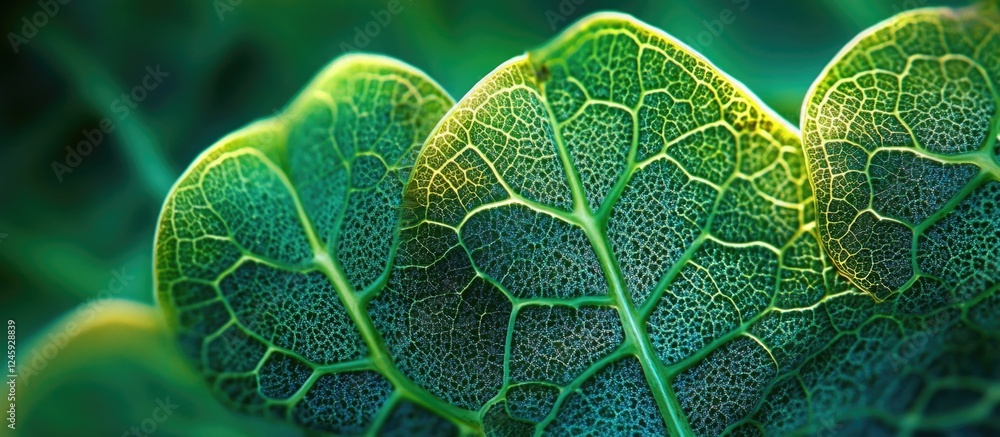 Poster close up of intricate leaf patterns showcasing the vibrant texture and details of philodendron mcdow