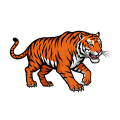 Fototapeta premium Orange Tiger Walking Cartoon Illustration