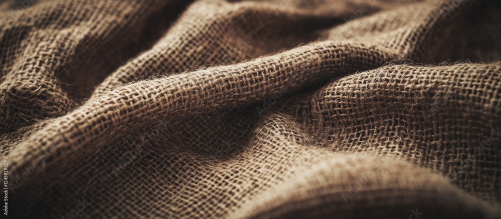 Poster burlap fabric texture close-up ideal for design projects, backgrounds, and rustic themes showcasing 