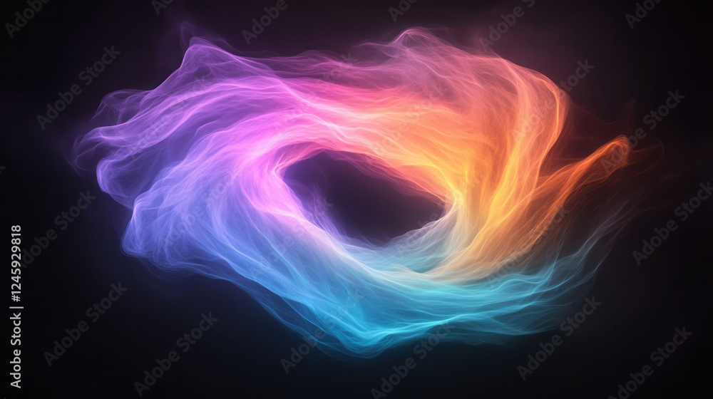 Poster a dynamic collision of glowing color lines converging at a brilliant nexus, forming a futuristic