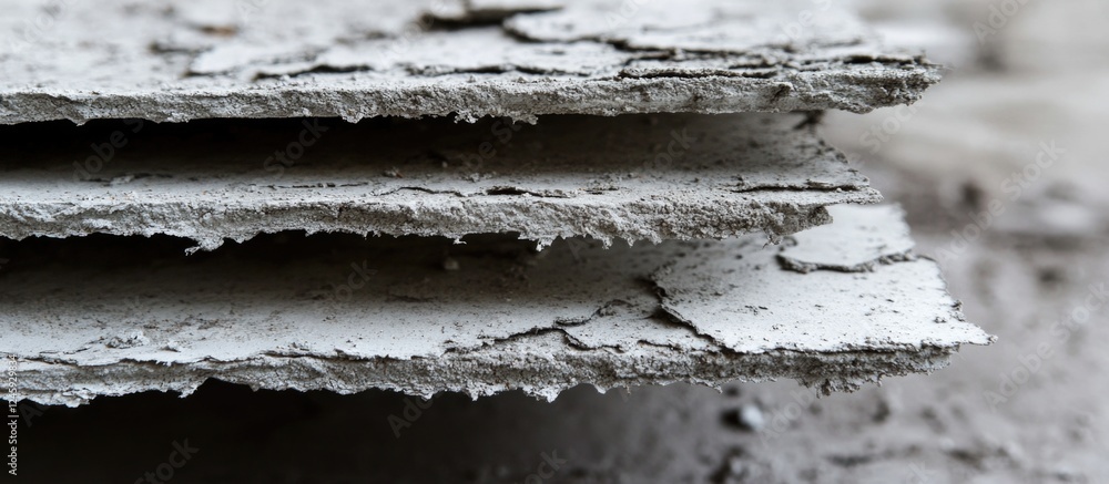 Poster Weathered grey asbestos sheets viewed from below showcasing texture and age for use as a background in various design projects
