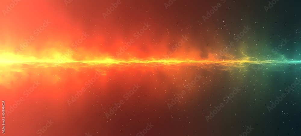 Aufkleber a vibrant abstract cosmic landscape featuring a gradient of fiery red and orange hues transitioning 