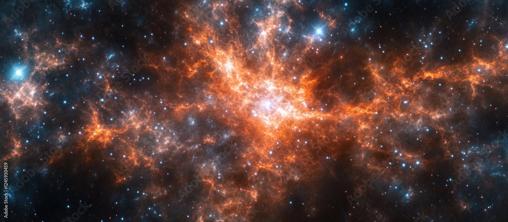 Poster Close up view of a contracting universe with vibrant cosmic colors and empty space for adding text or design elements